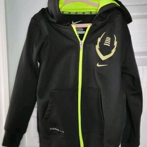 Nike Kids Black Hoodie with Neon Green Accents